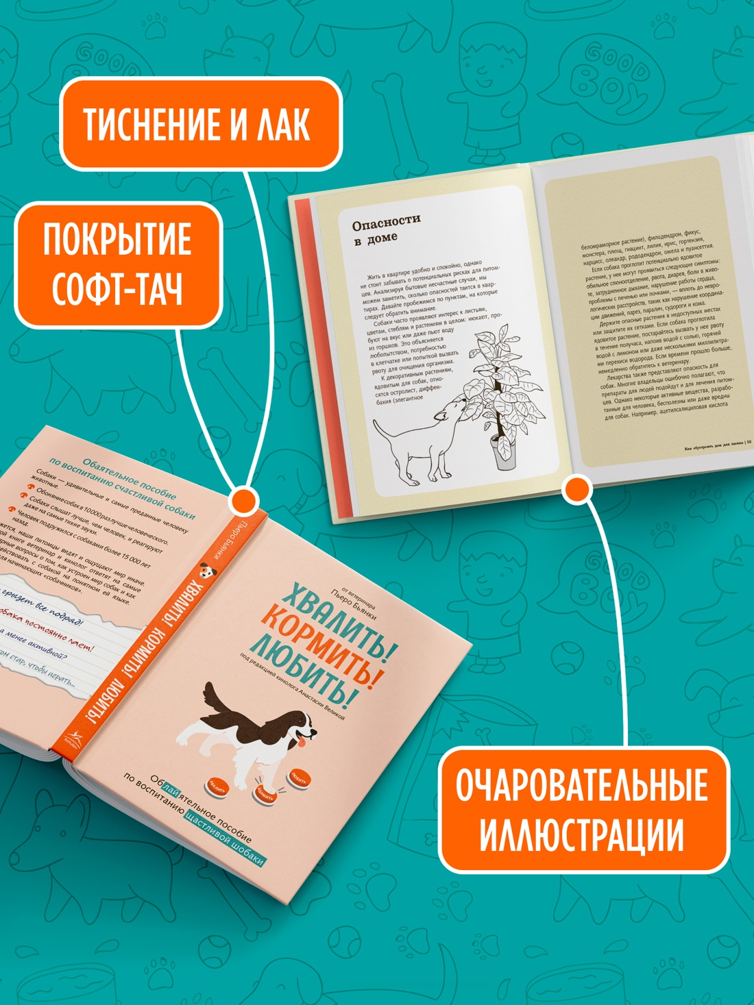 Промо материал к книге "Хвалить! Кормить! Любить! Обаятельное пособие по воспитанию счастливой собаки" №2