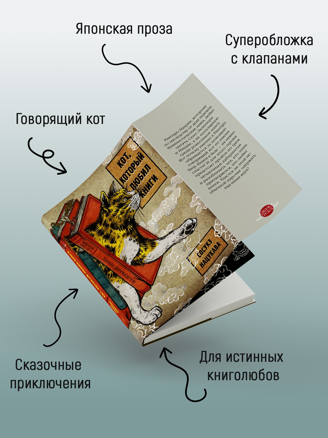 Промо материал к книге "Кот, который любил книги (Азбука-бестселлер)" №2