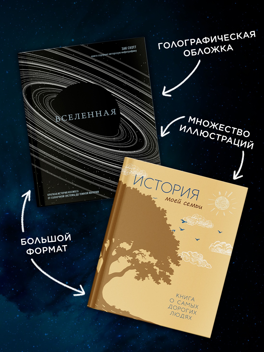 Промо материал к книге "Большой подарок для школьника. Комплект из 2-х книг в коробе (История моей семьи + Вселенная)" №2