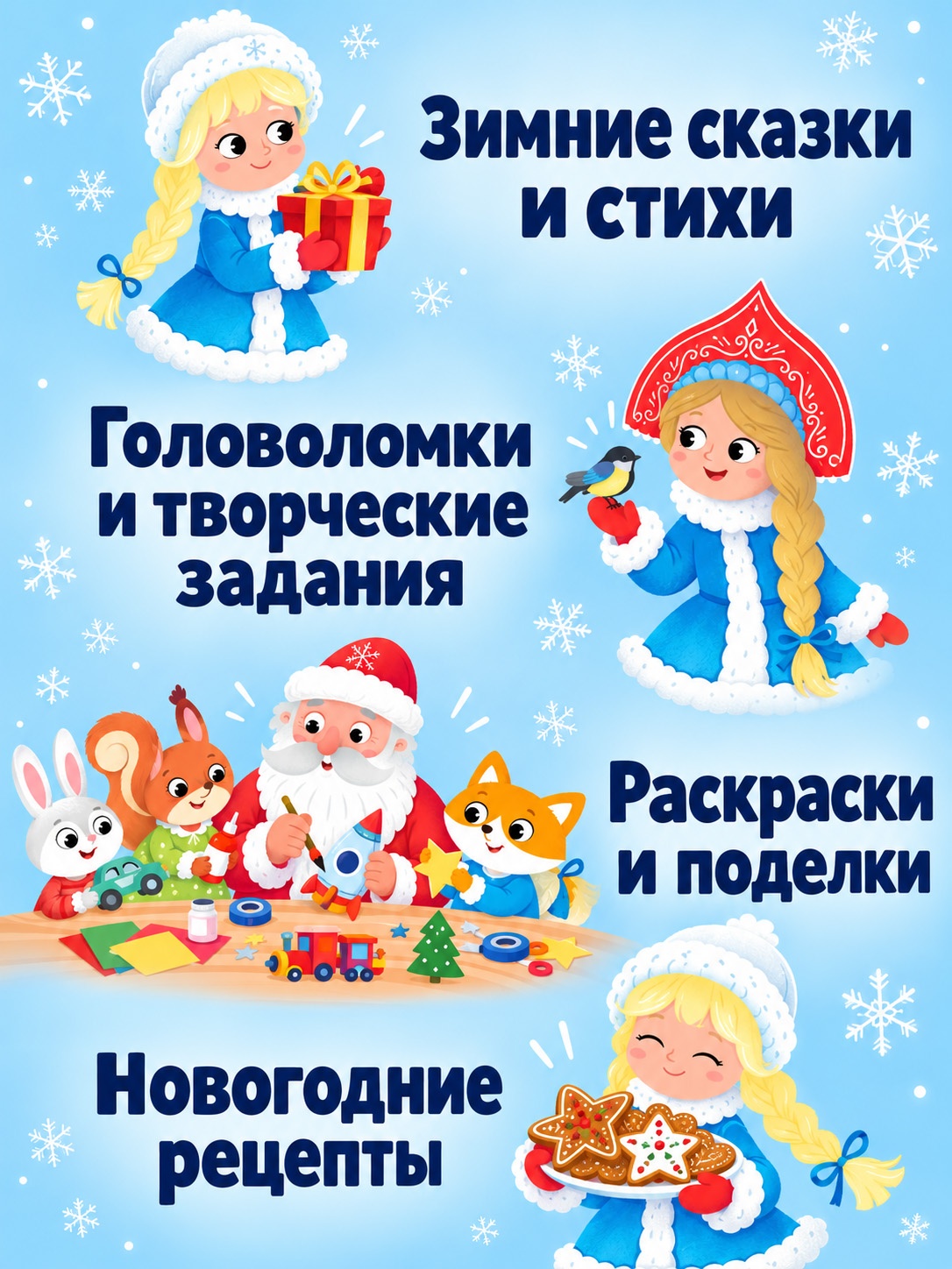 Промо материал к книге "Волшебная книга Снегурочки. Стихи, сказки, головоломки, поделки" №1