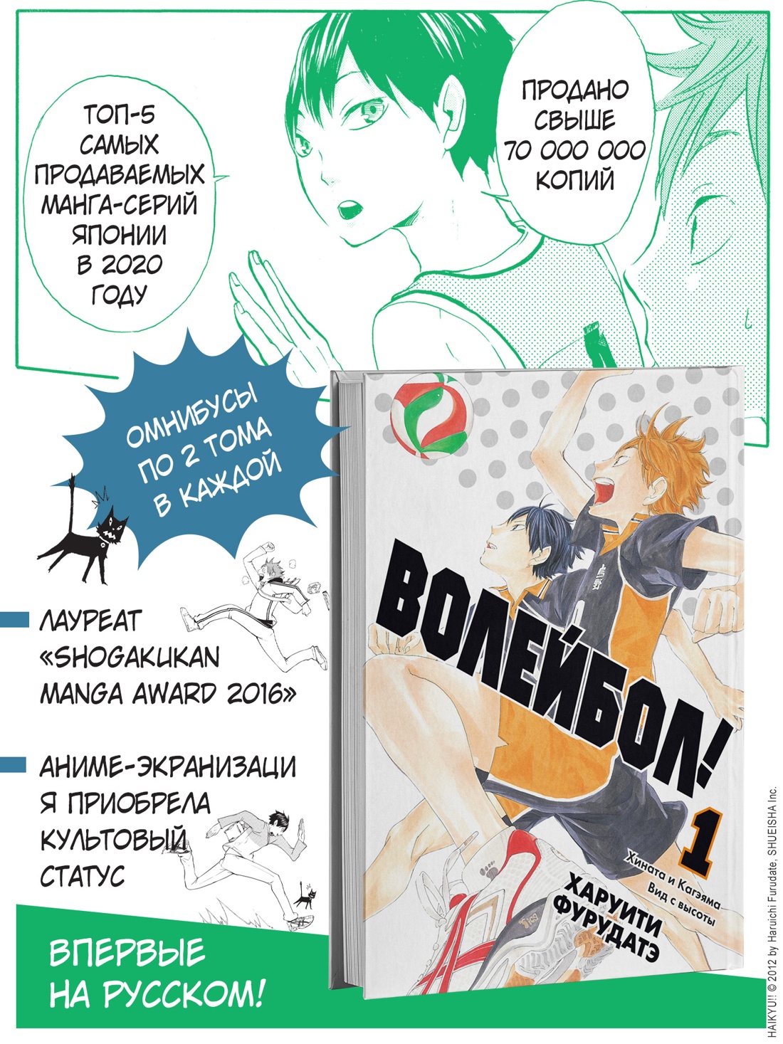 Промо материал к книге "Волейбол! Книга 1. Хината и Кагэяма. Вид с высоты" №1