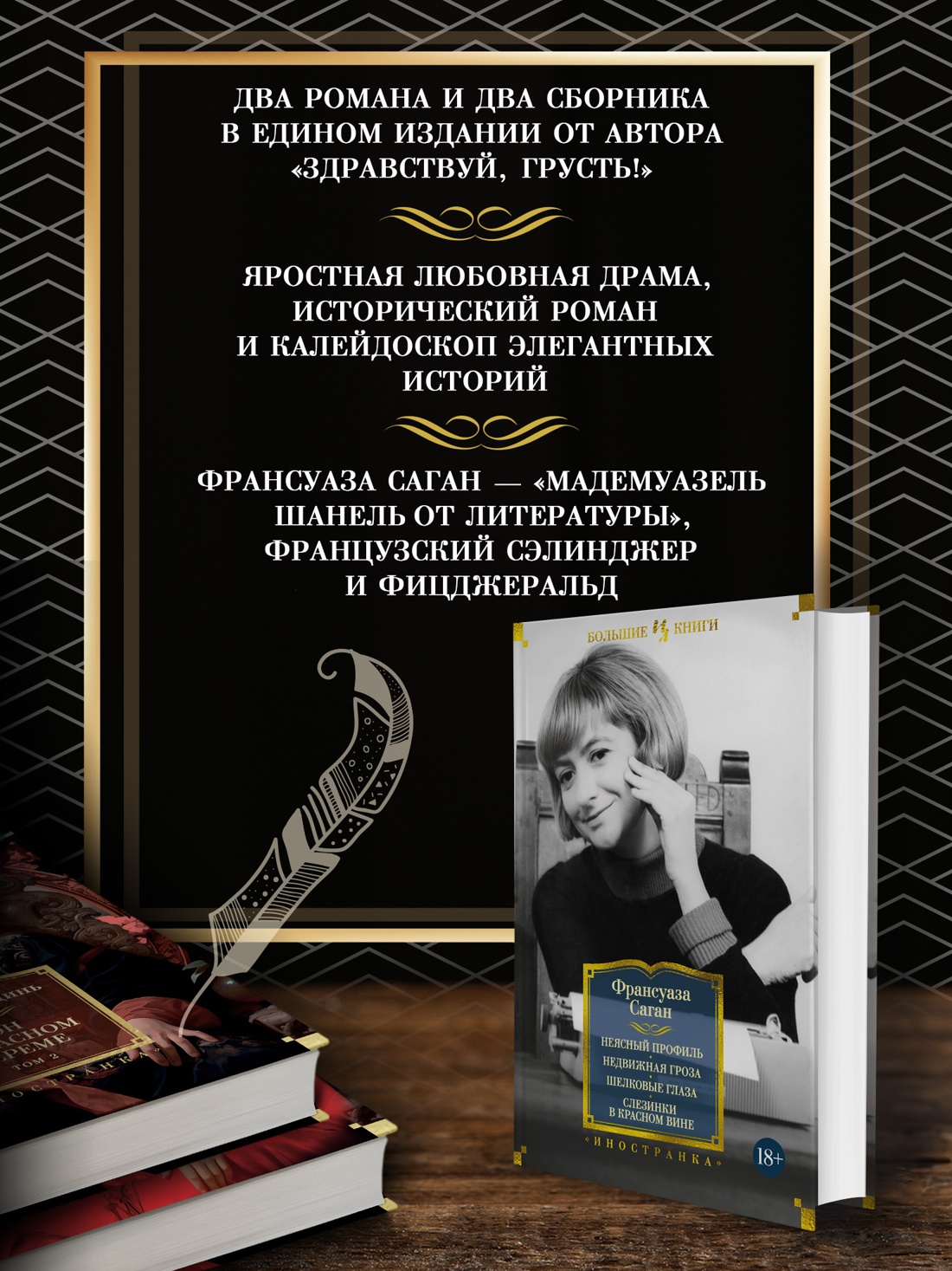 Промо материал к книге "Неясный профиль. Недвижная гроза. Шелковые глаза. Слезинки в красном вине" №1